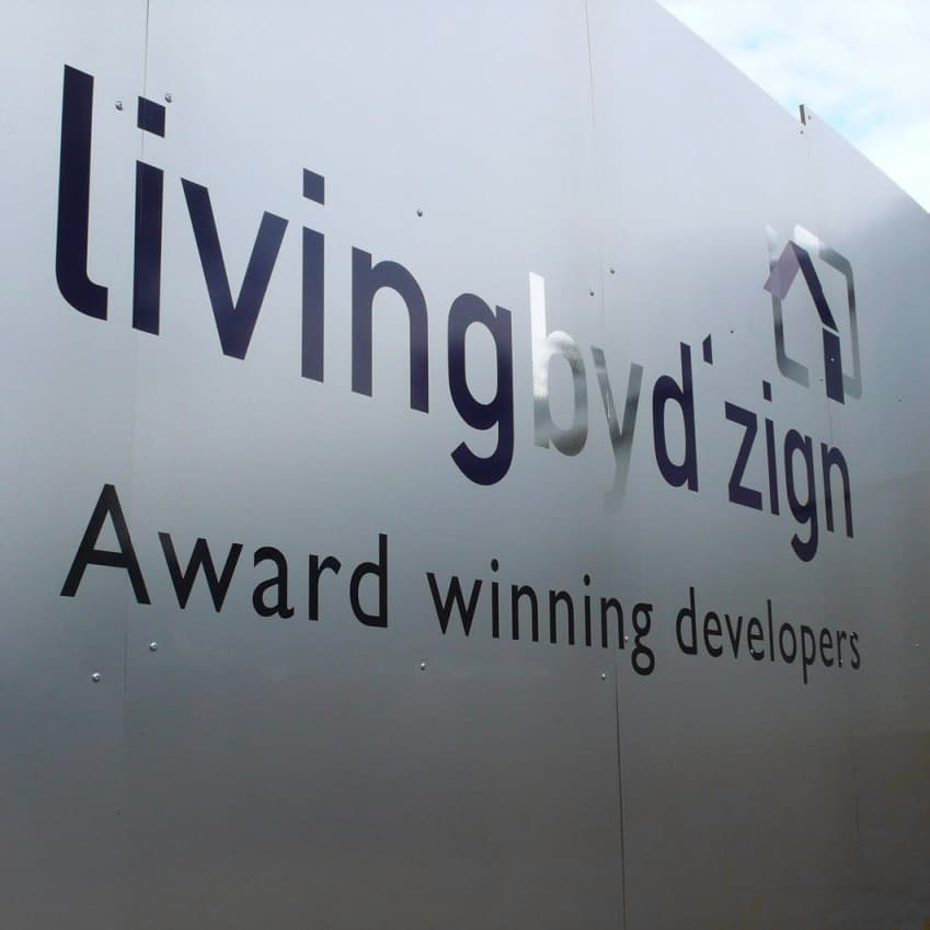 brushed silver aluminium hoarding signage